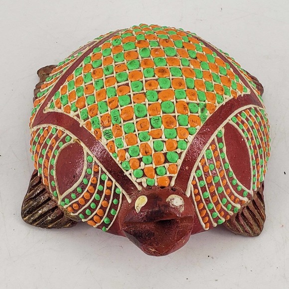 Hand Made Colorful Fold Art Clay Pottery Turtle figurine - Picture 2 of 3
